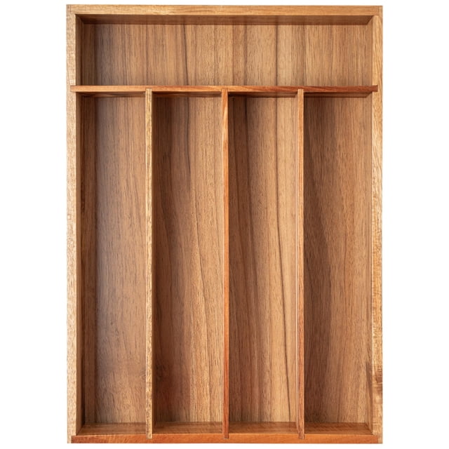 Organizador de cubiertos Besilord, madera de acacia, 5 ranuras, cajón