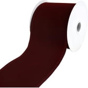 Christmas Velvet Wired Ribbon, 4-Inch, 10-Yard - Burgundy