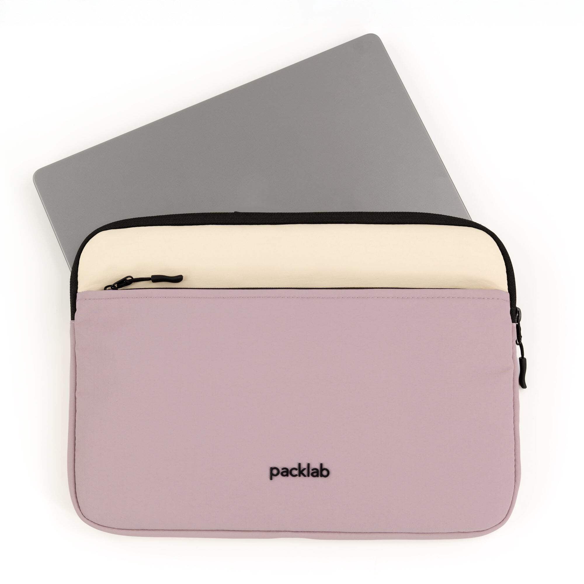 packlab Cream and Pink Laptop Sleeve with Pocket – Slim Padded 14 Inch Computer Case for School, Work, and Travel Use