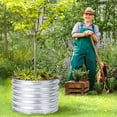 thumbnail image 6 of Aoodor 16.7" Tall 24" Metal Raised Garden Bed Kit, 2 Pack Outdoor Round Planter Box for Vegetables, Flowers, Herbs, Silver, 6 of 9
