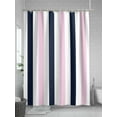 thumbnail image 5 of Navy Blue Pink Striped Shower Curtain, Modern Abstract Waterproof Shower Curtain Set with 12 Hooks Lightweight Washable Fabric Shower Curtains for Bathroom 72x78 Inches, 5 of 6