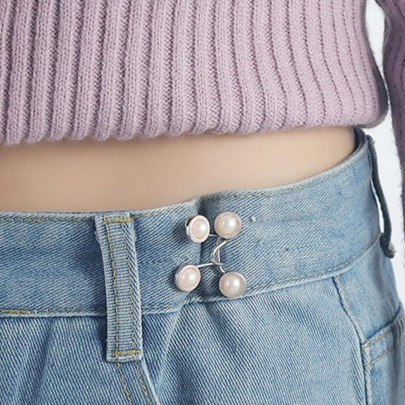 2 Pack Adjustable No Sew Jeans Waistband Tool with Detachable Metal Buckle