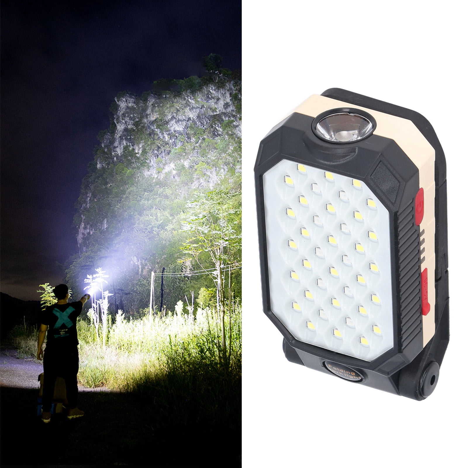 NFTIGB Rechargeable LED Flashlight COB Magnetic Work Light Adjustable Magnet Camping Lantern Portable Emergency Lamp with USB Cable Built-in 4400mAh Battery 4.7 inches / 12 cm Black
