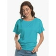 thumbnail image 4 of Womens Short Sleeve Boat Neck Side Shirring Dolman Drape Top, 4 of 6