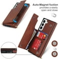 thumbnail image 5 of Crossbody Wallet Case for Samsung Galaxy S23 5G, Kickstand with Adjustable Removable Lanyard Neck Strap Case Card Holder Case Shockproof Cover Magnetic Clasp Cover Flip Case -Brown, 5 of 14