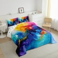 thumbnail image 3 of jejeloiu Metallic Texture Print Queen Comforter Set,Liquid Gradient Aesthetic Bedding Sets,Rainbow Ombre Bedding Comforter Set For Teens,Ultra Soft Home Decor Reversible,3pcs, 3 of 8