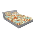thumbnail image 2 of Ambesonne Floral Fitted Sheet & Pillow Sham Set, Retro Simple Flowers, Queen, Multicolor, 2 of 2