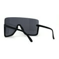 thumbnail image 2 of Extra Oversized Warp Curved Shield Upside Down Half Rim Sunglasses All Black, 2 of 4