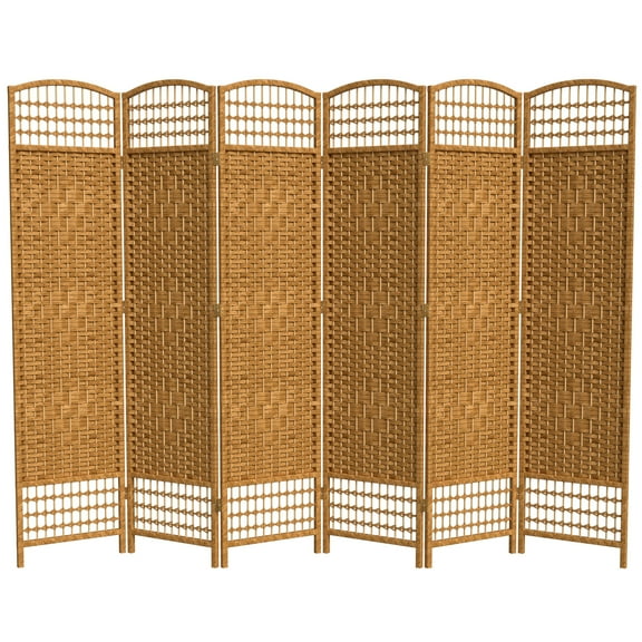 Red Lantern 5 1/2 ft. Tall Fiber Weave Room Divider - Light Beige - 6 Panel