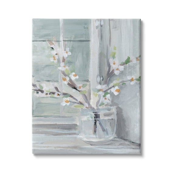 Stupell Industries Abstract White Flower Window Sill Contemporary Still Life, 36 x 48, Design by Annie Warren 