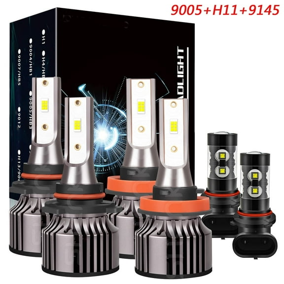 For Toyota Sequoia 2008-2017 LED Headlight 9005 H11 9145 Fog Light Bulbs Kit White 6000K 6x