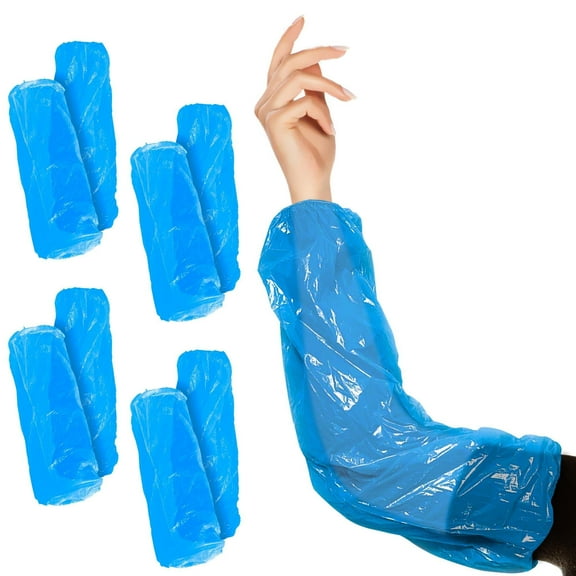 1000 Pack Blue Polyethylene Disposable Arm Cover Sleeves 2 Mil 18" /w Elasticated Wrist, Elbow