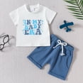 thumbnail image 2 of Toddler Boy Clothes Girls Short Sleeve Letter Prints Tops Shorts Sets Outfits,2-Piece,Size 12 Months-18 Months, 2 of 6