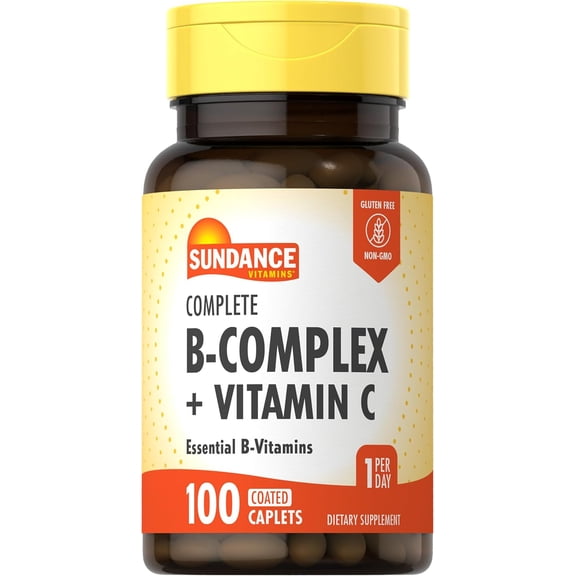 Complete B-Complex With Vitamin C | 100 Caplets | For Men and Women | by Sundance