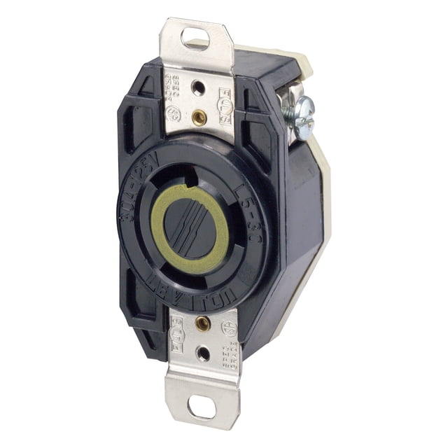 Receptáculo de bloqueo Leviton 2610, 30 A, 125 V, montaje empotrado, negro