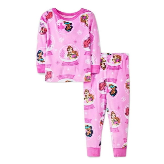 Disney Princess Snowglobes and Snowflakes Soft Pink Character Pajama Set, Size 4