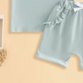 thumbnail image 4 of mgoYE Summer Toddler Girl Clothes Toddler Baby Girl Short Sleeve T-Shirt and Shorts Set Ruffle Solid Color Clothes Summer 2PCS Outfit(Light Green,0-6 Months), 4 of 6