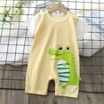 thumbnail image 2 of THDHVS Newborn Boy Clothes,Newborn Onesies,Kid's Summer Jumpsuit Boys and Girls Toddler Botton Short Sleeve Round Neck Fashion Solid Shorts Rompers Yellow 18-24 Months, 2 of 3