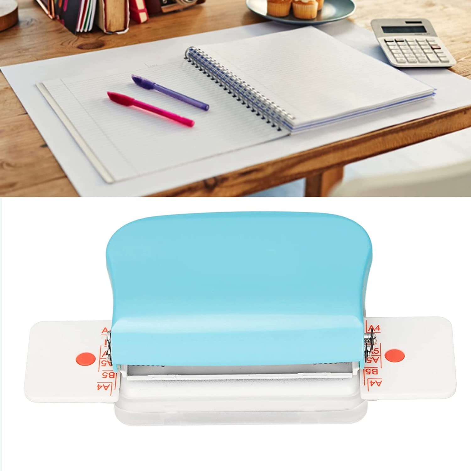 ABCISI Binding Machines, Mini Manual Multipurpose 6 Holes Cinch Book Binding Machine, Coil Binding Machine for Home Office(Blue)