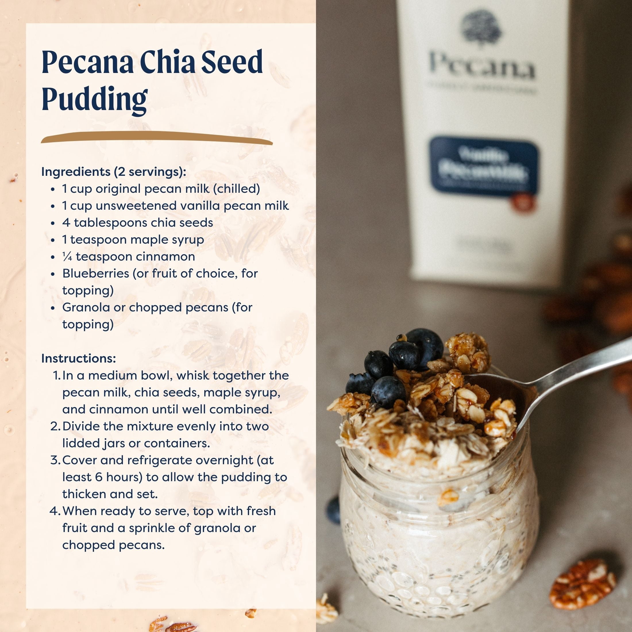 Pecana USDA Organic Unsweetened Vanilla Pecan Milk, 32 fl oz Carton