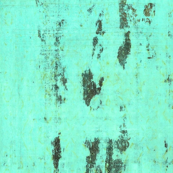 Ahgly Company Machine Washable Indoor Square Solid Turquoise Blue Modern Area Rugs, 4' Square