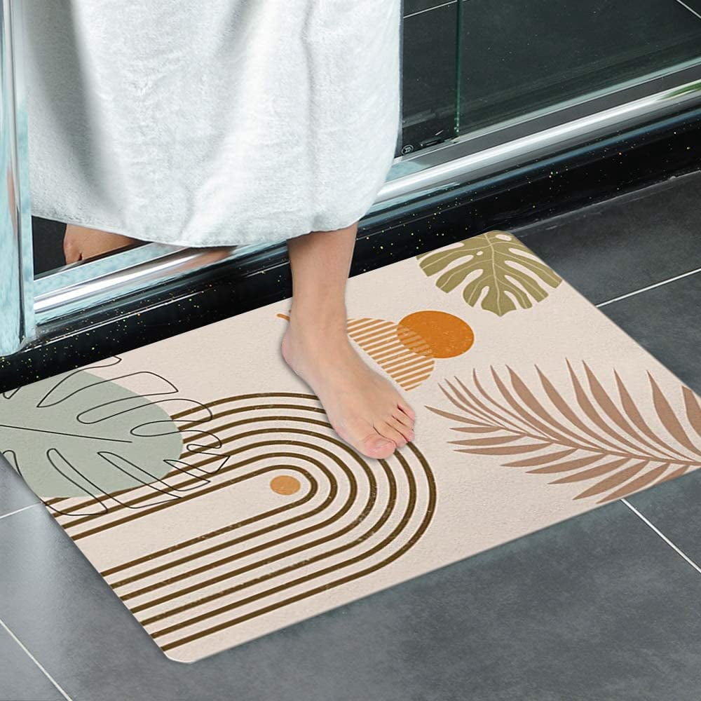 Nutksea Boho Bathroom Rugs Cute Bath Mat Non-Slip Modern Abstract Minimalism Boho Bathroom Mat Soft Machine Washable Boho Floor Mats,17''''x 27''''