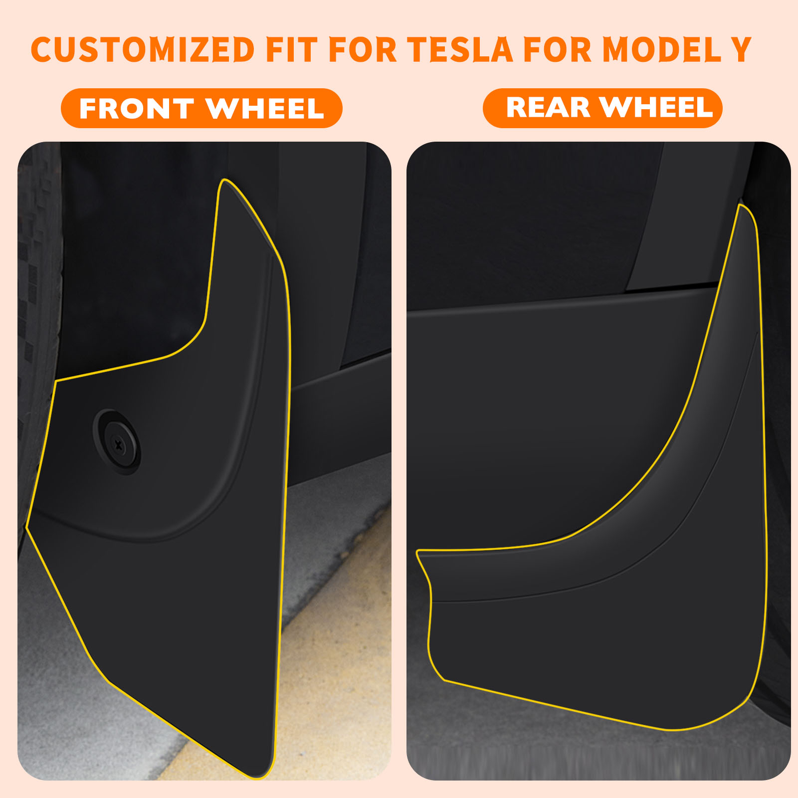 Mud Flaps for Tesla Model Y 2024 2023 2022 2021, Flexible Mud Guards No Drilling/Tape Splash Guards Fenders Accessories for Tesla Model Y 2023 2024, Set of 4 Mudguards Mudflaps for Tesla