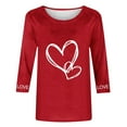 thumbnail image 3 of Hvot&aat Ladies' Valentines Day Shirts Love Heart Graphic 3/4 Sleeve Sweatshirt Crewneck Pullover Holiday T-shirt, 3 of 4
