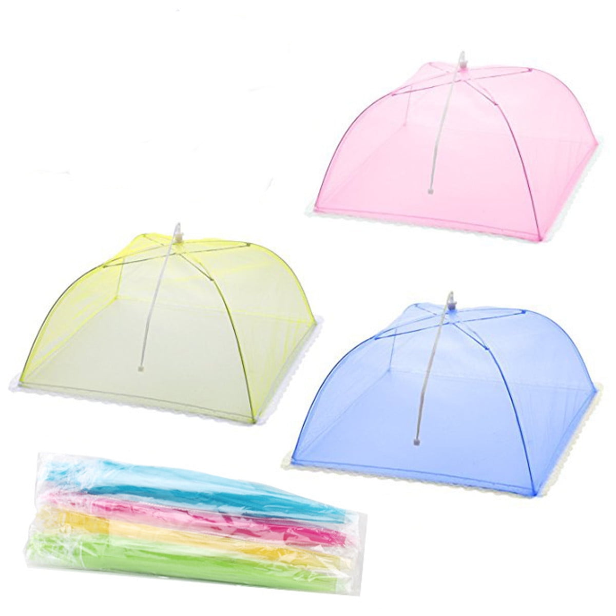 Casewin 3 Pack Colored Large PopUp Mesh Food Cover Tent,17 Inches Food