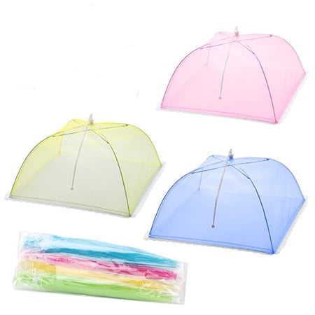 Casewin 3 Pack Colored Large Pop-Up Mesh Food Cover Tent 17 Inches Food Protector Covers Reusable and Collapsible Outdoor Picnic Food Covers Tent For Parties Picnics  BBQs(Random Color)