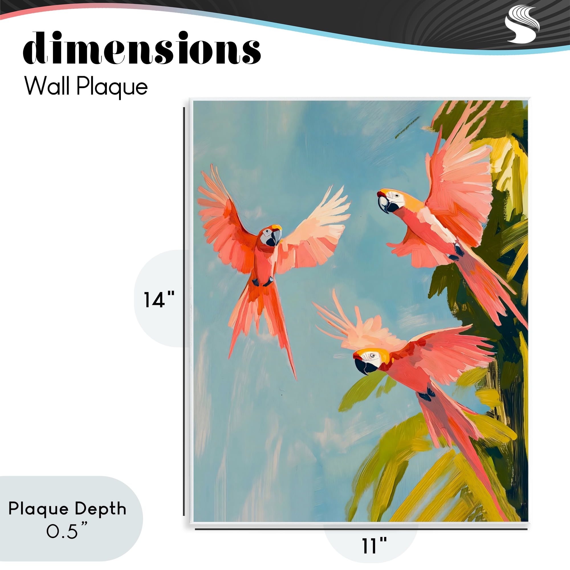 Stupell Industries Botanical Parrots in Flight Wall Plaque Art, design by The Prints Vibe
