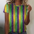 thumbnail image 4 of Outfmvch T-Shirts Mardi Gras pour Femmes, T-Shirts Graphiques, T-Shirts de Carnaval, Vêtements Mardi Gras, T-Shirt Imprimé à Manches Courtes Col Rond Mode Décontracté Vert TG, 4 of 4