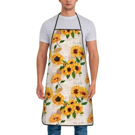 

Wukai Sunflower 5 Print Aprons Adjustable Bib Aprons Cooking Kitchen Chef Apron for Women and Men