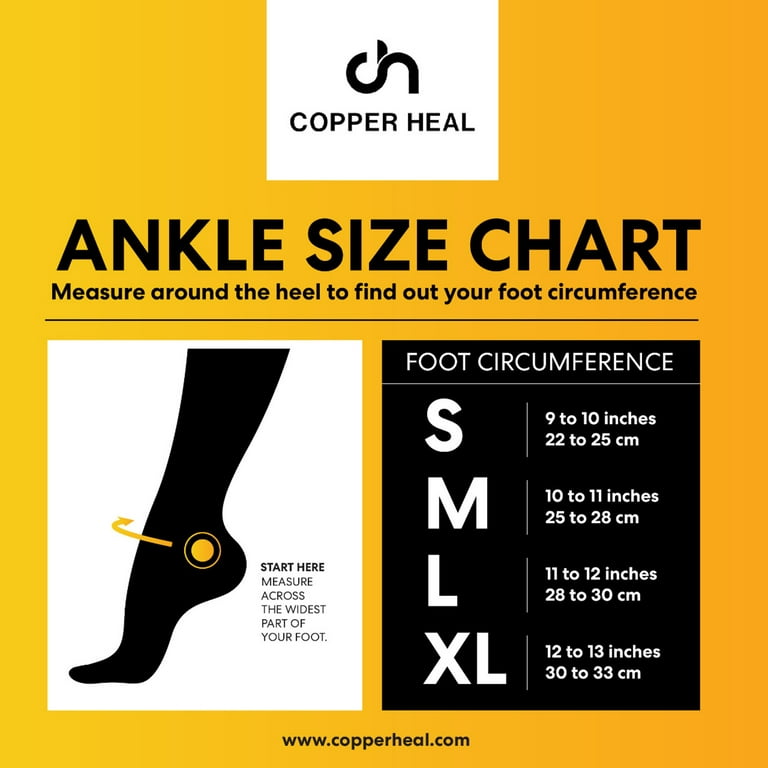 ANKLE Compression Sleeve by COPPER HEAL (Pair) Support Swelling Achilles  Tendon L