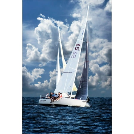 Crossing Sailboats, Fine Art Photograph By: Alan Hausenflock; One 24x36in Fine Art Paper Giclee