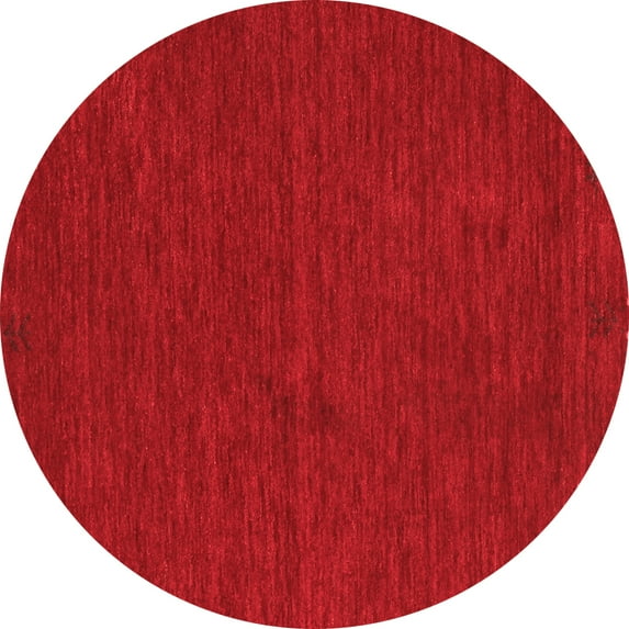 Ahgly Company Indoor Round Abstract Red Contemporary Area Rugs, 7' Round