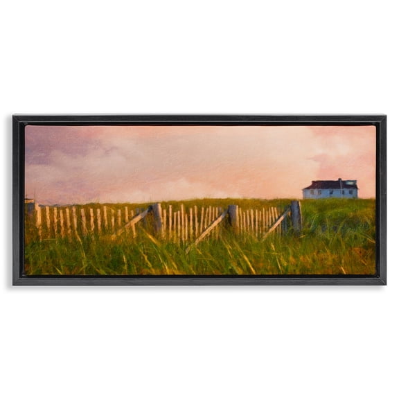 Stupell Industries Tropical Nautical Beach Cottage Black Floating Frame Canvas Art, 25 x 11, by Graffitee Studios