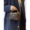 thumbnail image 6 of RUMANLAND Women's Brown Quilted Top Handle Crossbody Bag, 6 of 9