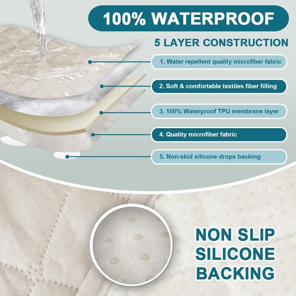 2 Pack Waterproof Armrest Covers for Chairs and Sofas Couch Arm Covers for Sofa Armrest Covers with Side Pocket Anti-Slip Furniture Protector Washable Armrest Slipcovers Set of 2