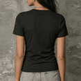 thumbnail image 4 of Womens V Neck Wrap Blouse T Shirt Short Sleeve Ruched Slim Fit Casual Solid Color Top 2XL, 4 of 4