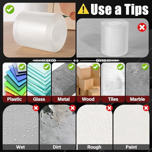 Tekola 4In x 10Ft Double Sided Tape Heavy Duty, Clear Removable Nano Tape, Multipurpose Mounting Tape for Home and Office