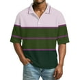 thumbnail image 2 of Dresfit Polo Shirts for Men Short Sleeve Striped Golf Shirts 2026 Summer Button Down Waffle Knit Shirt Lapel Relaxed Fit Loose Beach T Shirts 3XL, 2 of 6