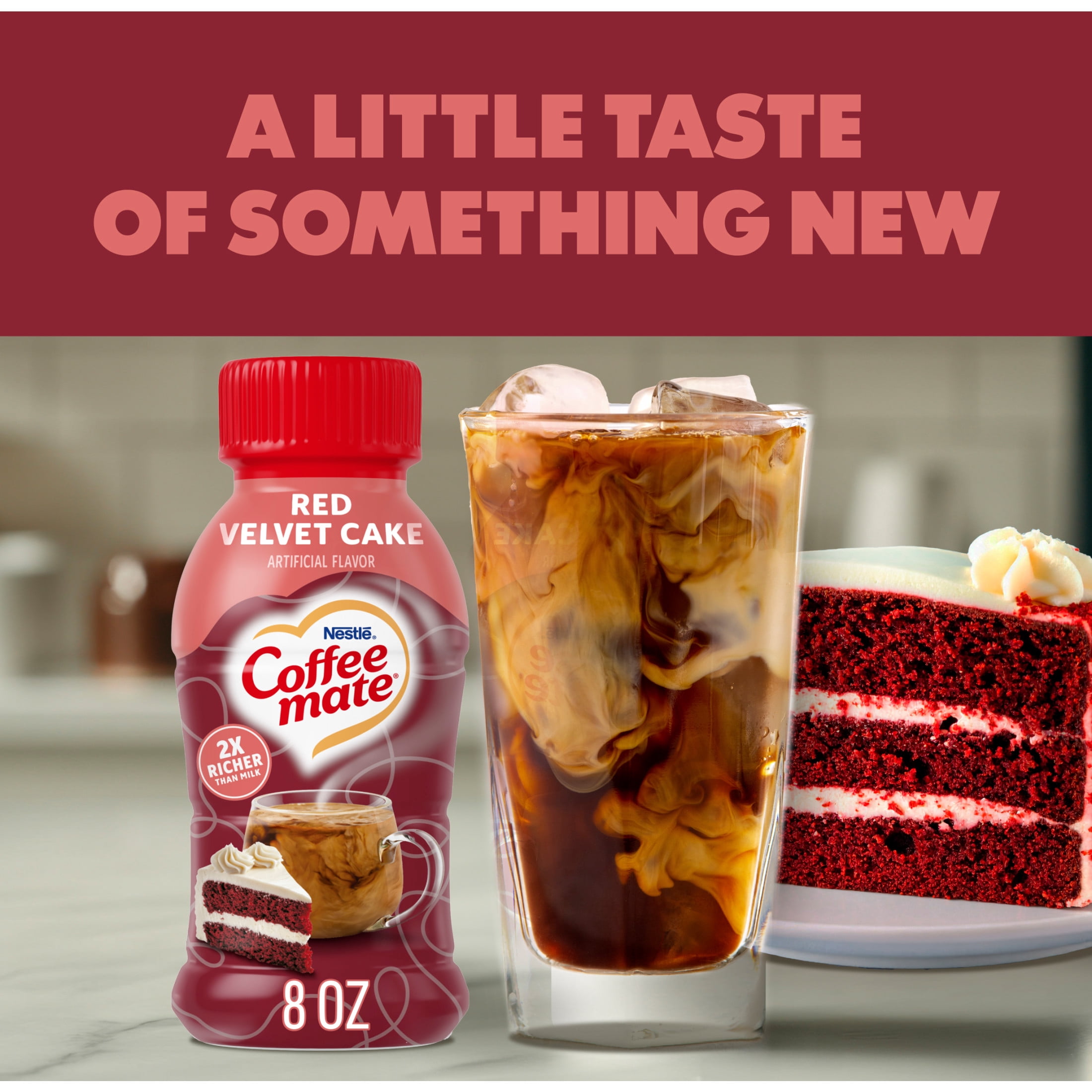 Coffee mate Red Velvet Cake Flavored Coffee Creamer, Non Dairy Coffee Creamer 8 fl oz