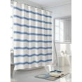thumbnail image 3 of Fsddascl Navy Blue Striped Shower Curtain Set - Small 36" x 72" Bathtub Curtain with 12 Hooks, Rustic Blue Stripe Modern Art Beige Waterproof Fabric Stall Shower Curtains for Bathroom/Bathtub, 3 of 6