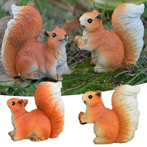 Desk Accessories Promotion Sale! Nomeni 2Pc Squirrel Resin Crafts Micro Decoration Bonsai Sculpture Animals, Home Decor Clearance Sale Orange