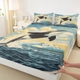 thumbnail image 4 of spefrowx Vintage Landscape Orca King Sheets for Kids, Snow Mountain Ocean Bedding, 4pcs, 1 Flat Sheet, 1 Fitted Sheet and 2 Pillowcases, 4 of 5