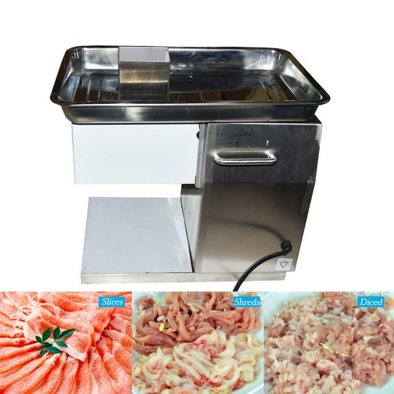 EQCOTWEA Commercial QX 5mm Shredded Meat Cutter Steak Beef Pork Slicer Cutting Machine Chimney Feed Inlet