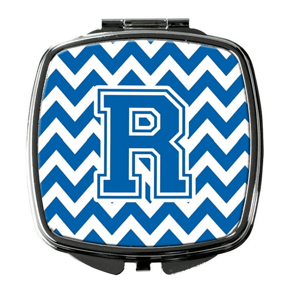 Letter R Chevron Blue and White Compact Mirror CJ1056-RSCM