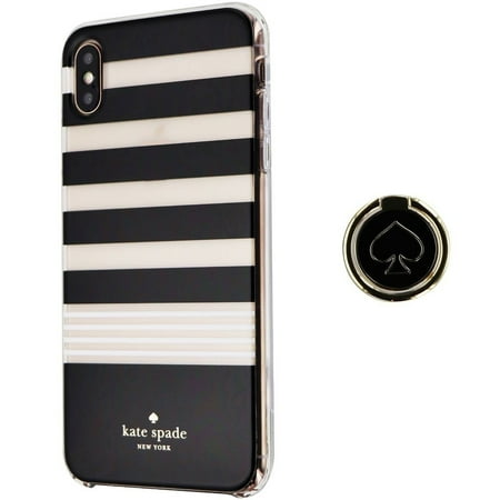 Kate Spade Hardshell Case and Ring Stand for iPhone XS Max - Clear/Black/White (Kate Spade Best Seller 2019)