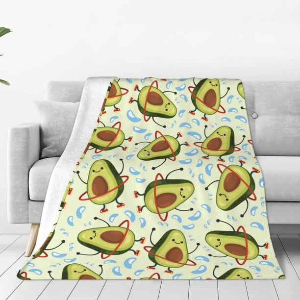 Fotbe Avocado Doing Sport Manta de Franela Acolchonada con Estampado, Súper Suave y Esponjosa, Extra Grande para Sofá, Cama, Uso Todo el Año-80"x60"